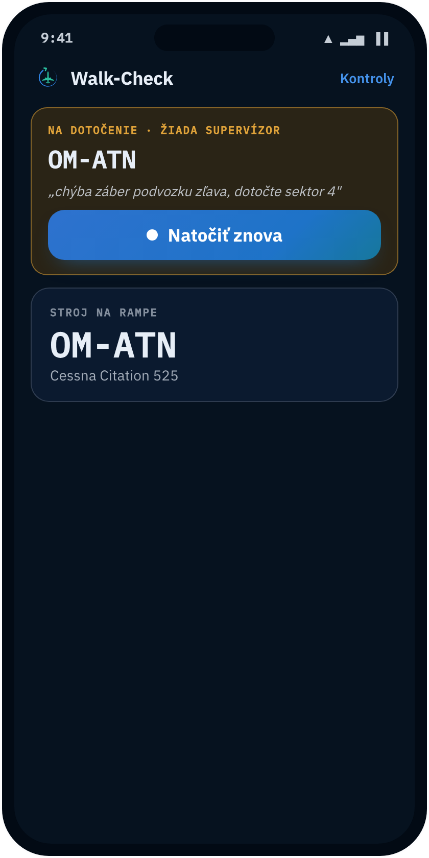 Walk-Check app screen