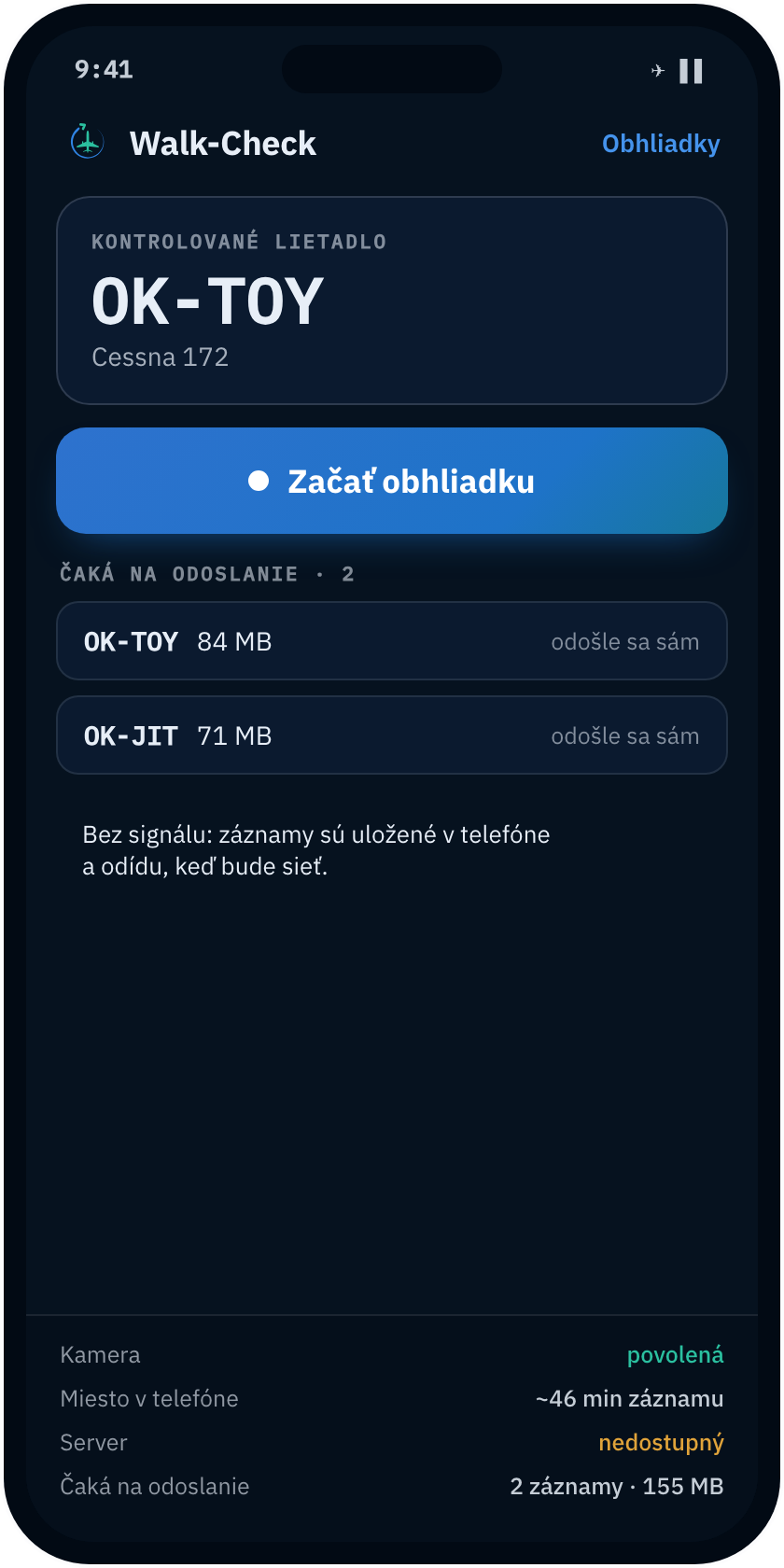 Walk-Check app screen