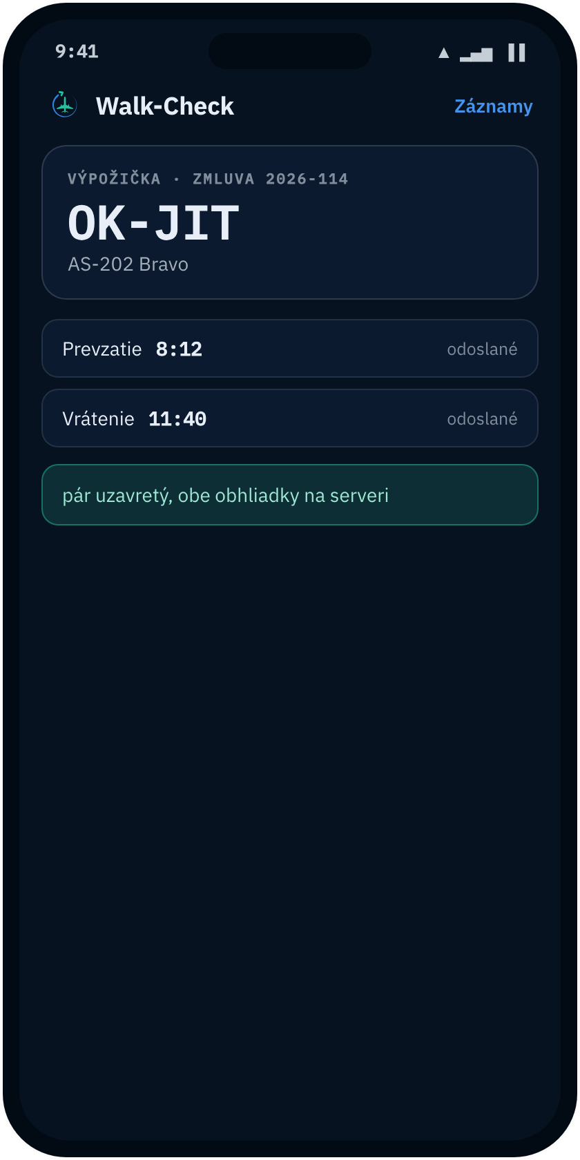 Walk-Check app screen