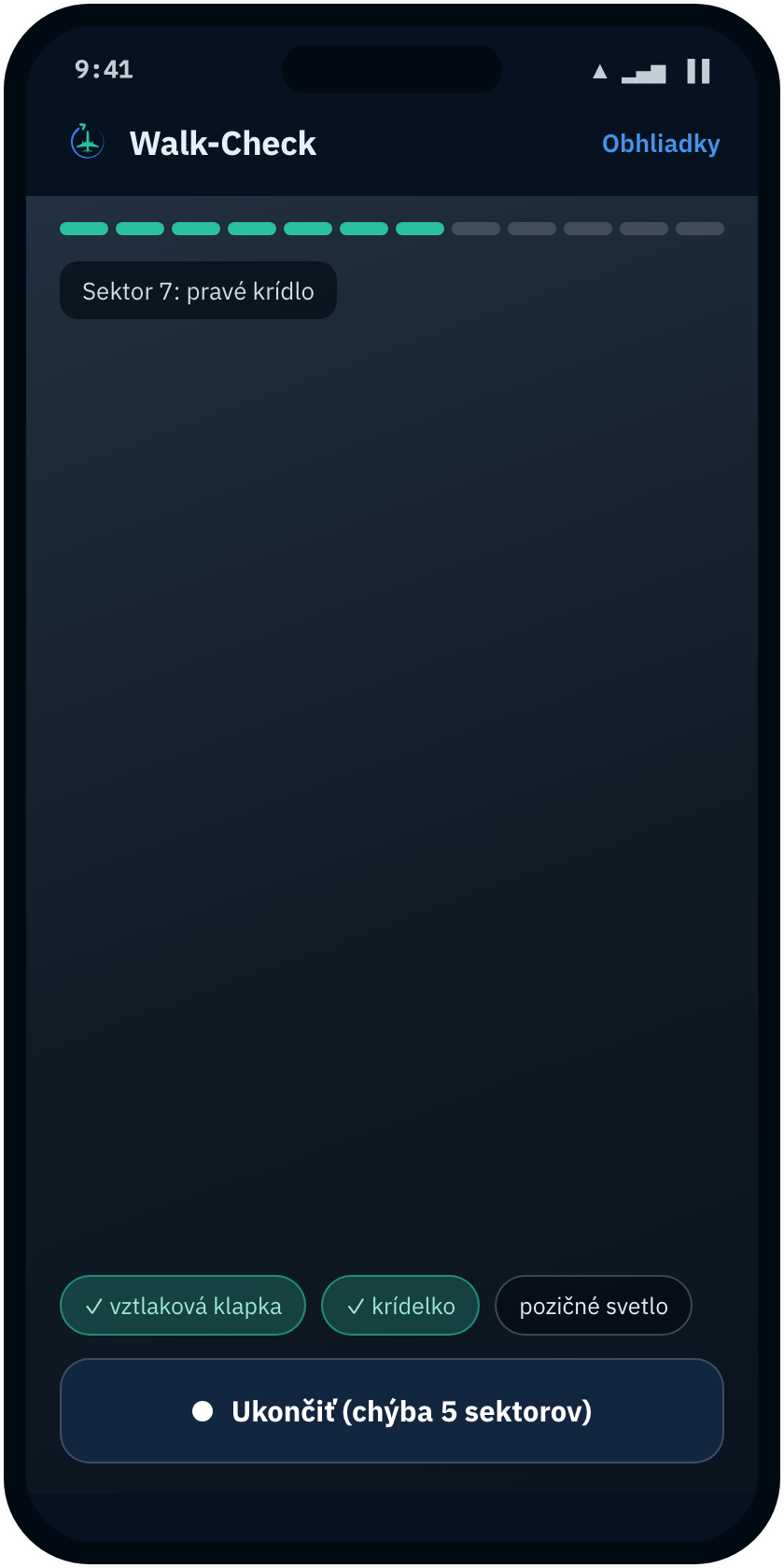 Walk-Check app screen